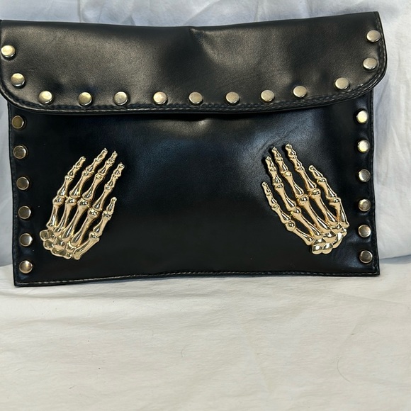 Source Unknown Handbags - Halloween Black Studded Skeleton Hands Clutch  Envelope Purse